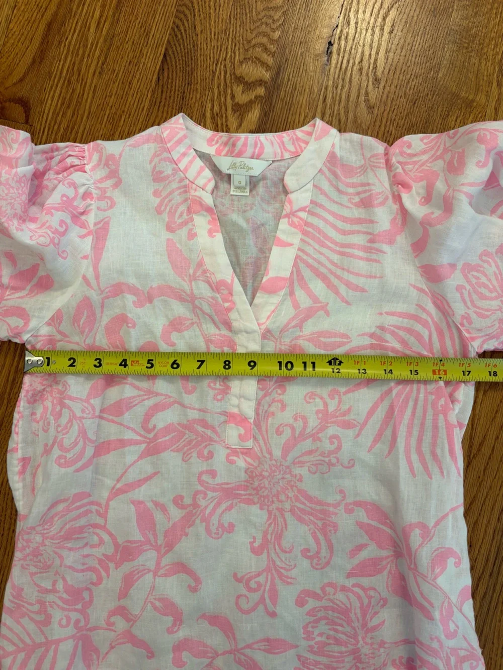 Lilly Pulitzer Mialeigh 100% Linen Top Pink White Floral Resortwear Preppy